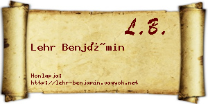 Lehr Benjámin névjegykártya