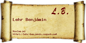 Lehr Benjámin névjegykártya